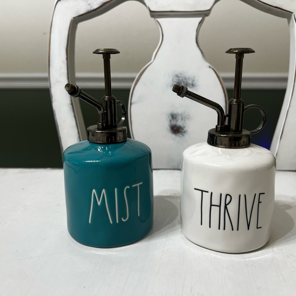 Rae Dunn Teal and White Plant Misters